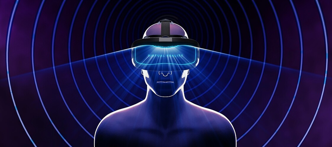 Człowiek z okularami VR