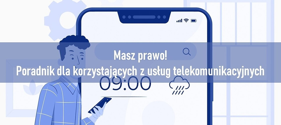 grafika przedstawiajaca mężczyzna z telefonem komórkowym w ręku