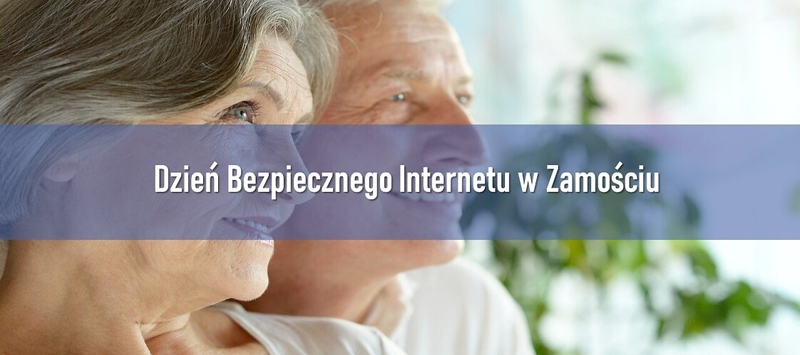 Twarze dwóch starszych osób i napis Dzień Bezpiecznego Internetu