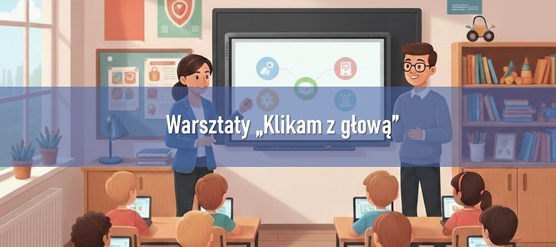 2 osoby prowadzą warsztaty w klasie z dziećmi