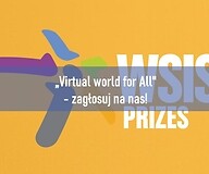 Logo WSIS Prizes i napis „Virtual World for All – zagłosuj na nas!